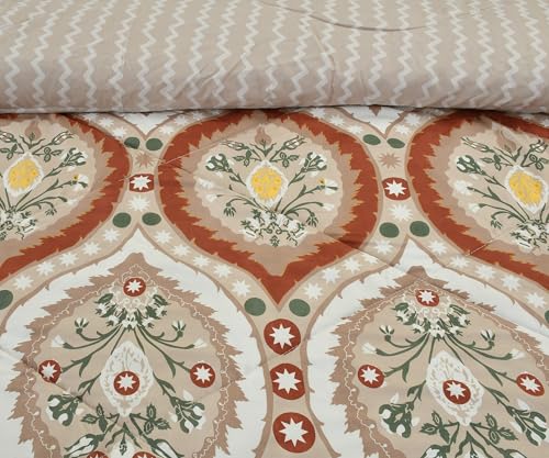 Image of Florida Microfiber Floral Double Bed Comforter | 220x240 cm | 180 GSM | Soft Reversible Lightweight Comforter for All Seasons Orange