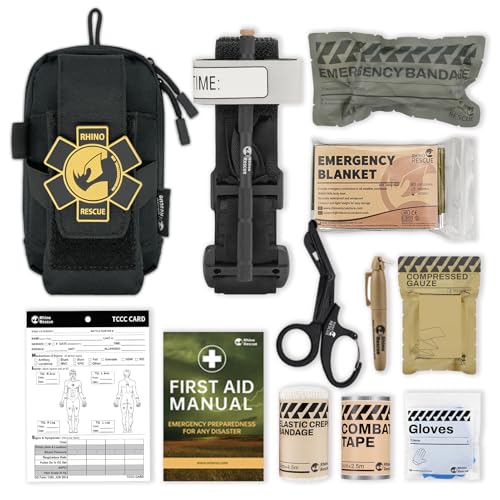 RHINO RESCUE EDC IFAK Trauma-Kit Molle Tactical Tasche Trauma-Kit für Everyday Carry Schwarz