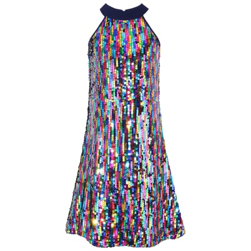 Image of WELAKEN Girls Ombre Sequin Dress Sparkly Fancy Short Puff Sleeves Gradient Party Dress