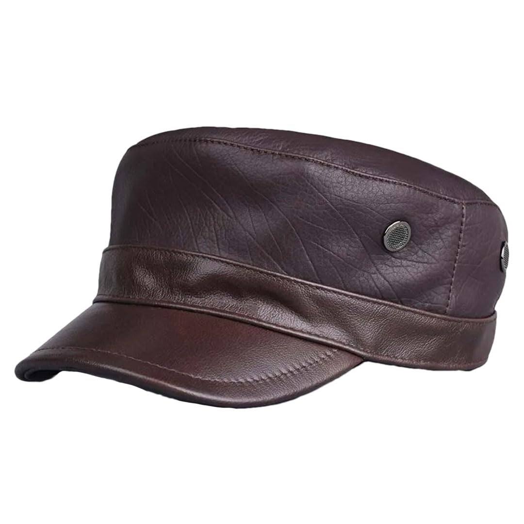 Męska czapka z prawdziwej skóry płaskie czapki ciepła wojskowa wojskowa czapka elegancka czapka z daszkiem brytyjska vintage czapka ze skóry bydlęcej