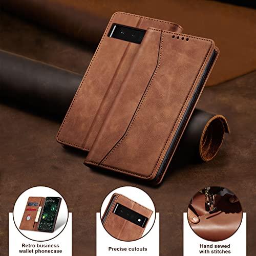 Jasonyu Flip Wallet Case for Google Pixel 6 Pro 5G,Leather Magnetic Folio Cover with Card Holder,Kickstand - TPU Shockproof Durable Protective Phone Case,Brown by Jasonyu - Image 7