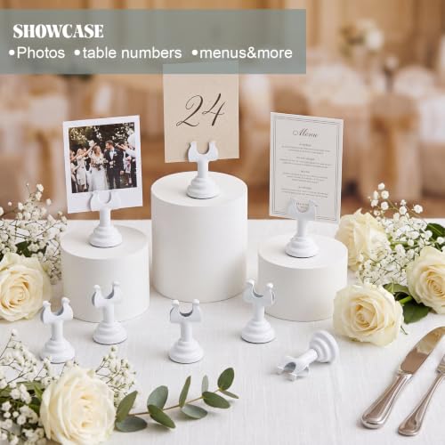 Image of 24 Pcs White Metal Table Number Holders 1.8 Inch Mini Wedding Place Card Holders Bulk Harp Clip Table Sign Stands Card Holder for Memo Notes Menu Wedding Restaurant Birthday Decor