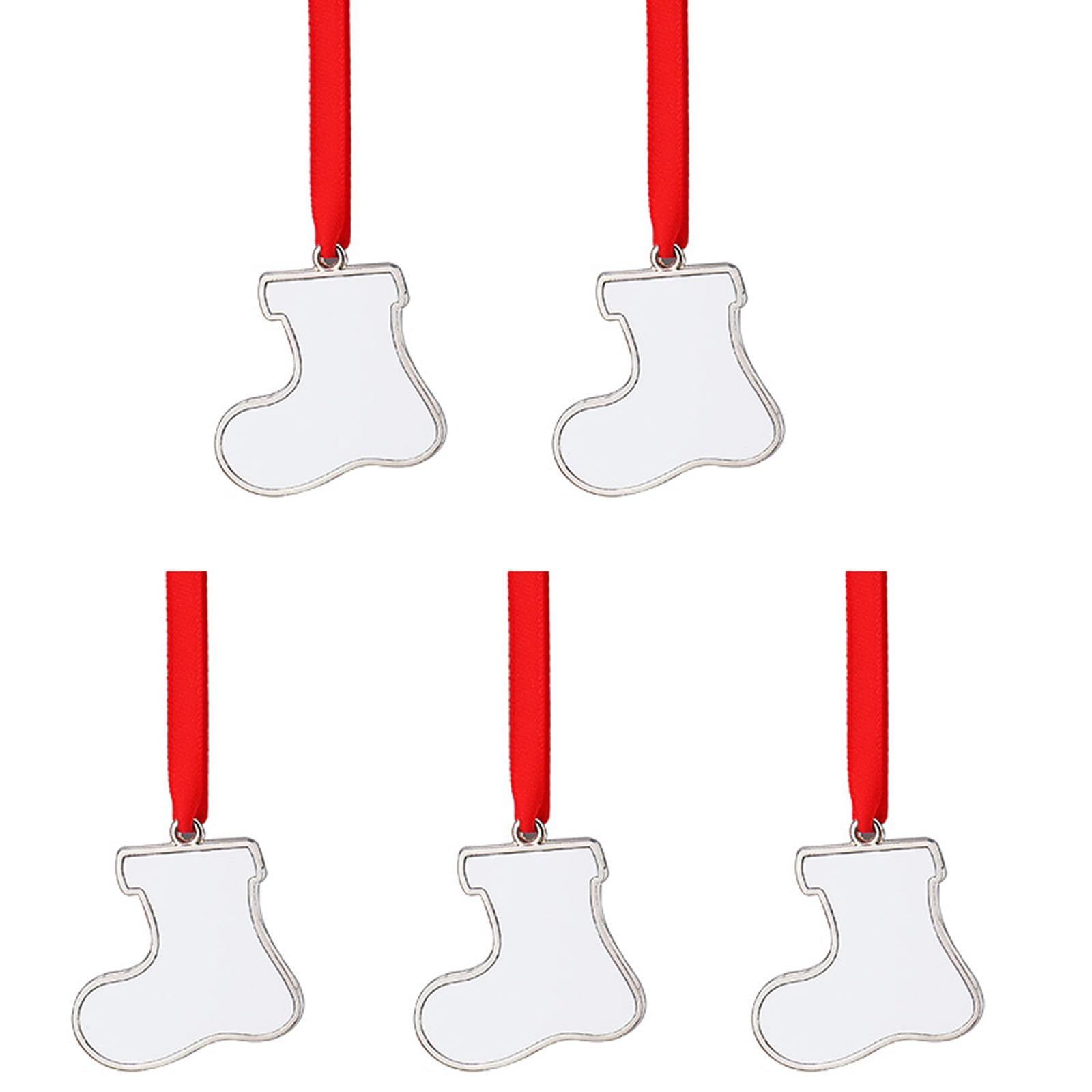 Carotoe Sock Shape 5Pcs Seasonal Christmas Tree Adornment Flat Blanks Christmas Ornament For Customization And Festival Embellishment Craft Project Essential
