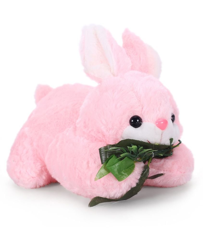 Tickles Cute Rabbit with Leaves Stuffed Soft Plush Animal Toy (Size: 25 cm Color: Pink)