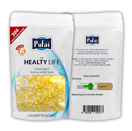 Pufai Slim Cigarette Filters Disposable Compatible Ultra Slim Tar Trap 5 mm 6