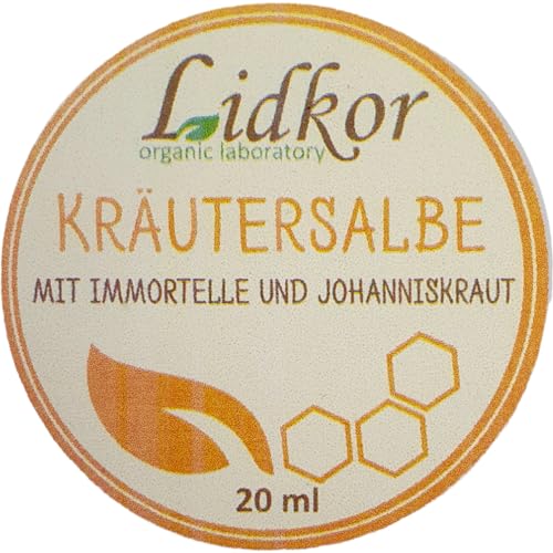 LIDKOR Ungüento a base de hierbas naturales con siempreviva y hierba de San Juan - Pomada regeneradora contra arañazos, picazón, eczema, quemaduras solares, talones agrietados, cuidado de la piel de