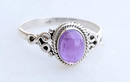 Miniatura 2 de Amethyst Stone Ring 925 Sterling Silver Statement Ring For Women Handmade Rings Gemstone Christmas Promise Ring Size US 6 Gift For Her