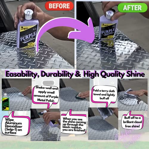 California Custom Products – Purple Metal Polish + Aluminum Deoxidizer Kit, No Silicone, Body Shop Safe, Great For Aluminum, Brass, Copper, Chrome, Silver, Stainless And Gold, Made In The Usa #TOP5