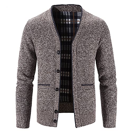 Luckycat Chaqueta Hombre Punto Sweters Para Hombre Invierno Cárdigan de Punto con Botones con Cuello en V de Color Sólido con Bolsillos Chaqueta Cálida Rebeca Talla Grande Suéter de Manga Larga Cover