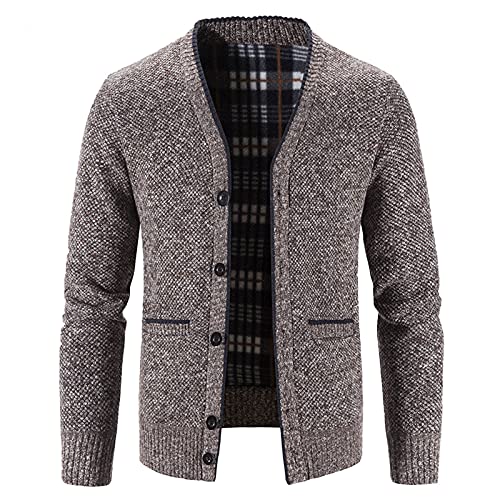 Luckycat Sweters para Hombre Cardigan Invierno Cárdigan de Punto Chaqueta de Punto con Botones con Cuello en V de Color Sólido con Bolsillos Chaqueta CáLida Rebeca Talla Grande Suéter de Manga Larga