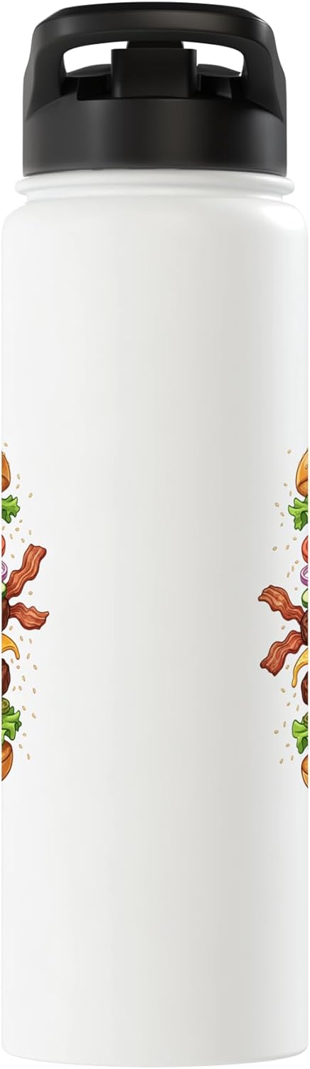 Funny Hamburger Art Kids Men Women Cheeseburger Lover Stainless Steel Insulated Water Bottle