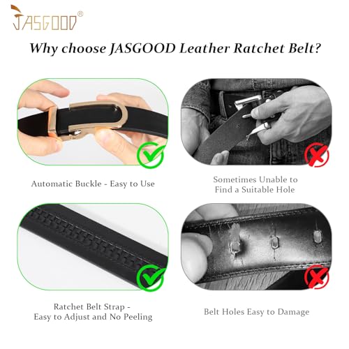 JASGOOD Ratchet Leather Belt for Women Ladies Ratchet Belt for Jeans Pants Dresses with Gold Buckle3