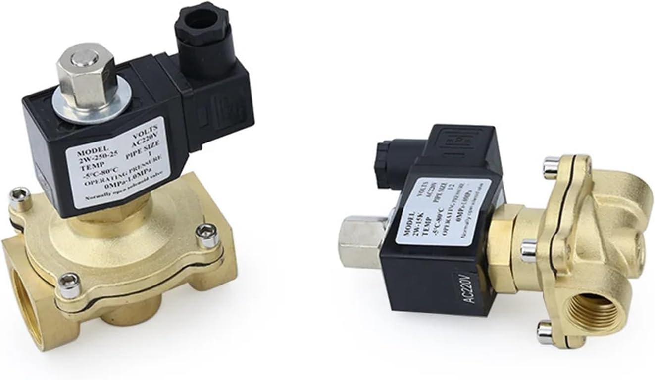 1/4 3/8 1/2 3/4 1 Inch Electric Solenoid Valve DN8/15/20/25 Brass Normally Open Pneumatic For Water Oil Air 12V 24V 220V 110V 1Pcs(DN8,DC12V)
