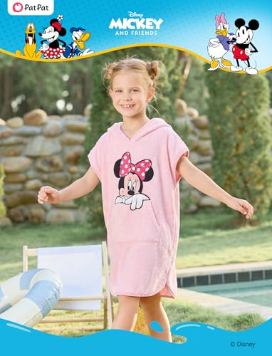 Image of Disney Marvel Princess Frozen Stitch Elsa Girls Hooded Swim Cover Up for Swimsuit Bathing Suit Swimwear Pocket 4-7 Years