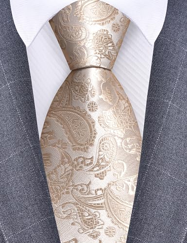 Image of GUSLESON 3.15 inch(8cm) Fashion Paisley Ties Mens Woven Jacquard Necktie for Wedding