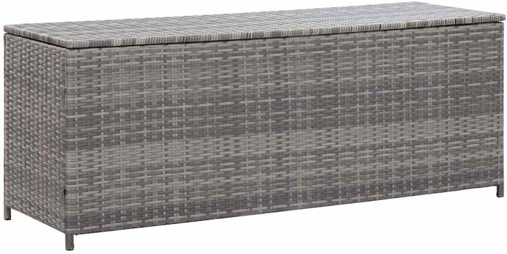 Black PE Rattan Outdoor Storage Box with Seat, Storage Bench for Cushions and Blankets, Patio and Garden Box