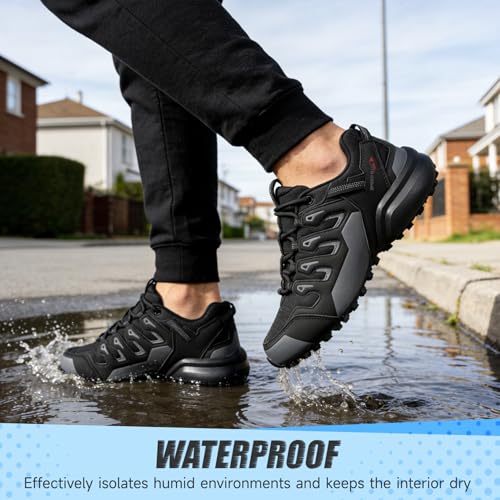 Image of Men's Waterproof Trail Running Shoes Wide Hiking Walking Sneakers