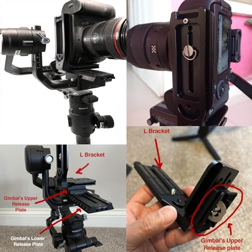 (Real Single One) DSLR Camera L Bracket Quick Release Plate Vertical Horizontal Switching Tripod Compatible with Canon Nikon Sony DJI Ronin Zhiyun Stabilizer Tripod Monopod Can\'t fit Manfrotto - Thumbnail 2
