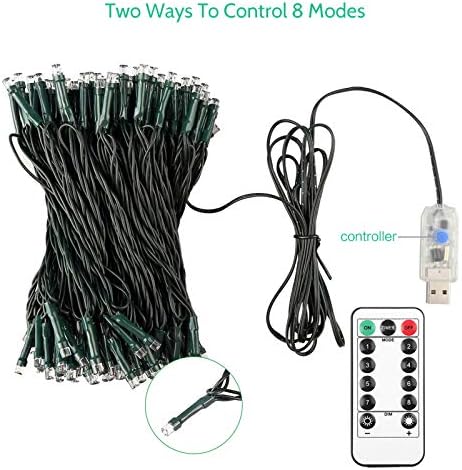 AGM Fairy Lights 20m 200 LED Warm White USB Operated with Remote & Timer for Outdoor Indoor Bedroom Party Decor