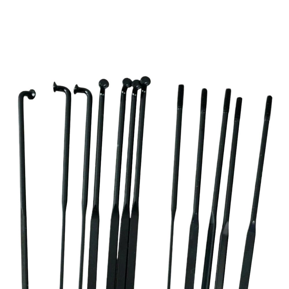 Raggi Bicicletta Raggi piatti piegati diametro 14G 3x1,1mm Raggio bici 2mm Tappo in rame inossidabile nero(252mm Flat 24pcs)