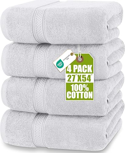 Utopia Towels - 4 Piece Bath Towels Set (69 x 137 CM) - Premium 100% Ring Spun Cotton - Quick Dry, Highly Absorbent, Soft Feel Towels, Perfect for Daily Use (Silver)
