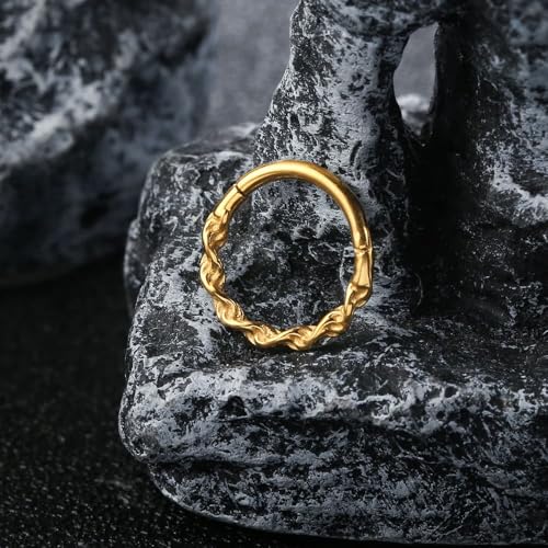 Septum rings hoops,1PCS 16G/8mm Ring Multi-Cones Surgical Stainless Steel Nose Ring Hoop Jewelry Clicker Cartilage Earring Hinged Segment Daith Piercing3