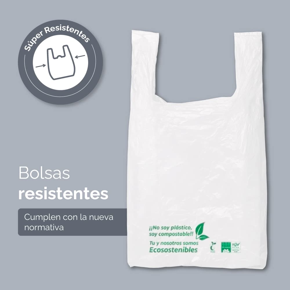 bolsas de plastico reciclables, reutilizables Bolsa resistentes recicladas, muy resistentes y ecosostenibles (8 rollos x 400 uds (compostables))