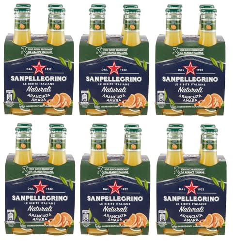 SanPellegrino 24er-Pack San Pellegrino Aranciata Amara Naturali Erfrischungsgetränk mit Bittere Orange Einweg-Glasflasche 20cl