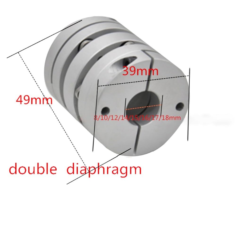 1PC D39L49 Flexible Doppel Membran Kupplung 39mm Durchmesser 49mm Lange Plum Welle Kupplung Schrittmotor Koppler Gerillt Elastisch(14mm to 14mm)