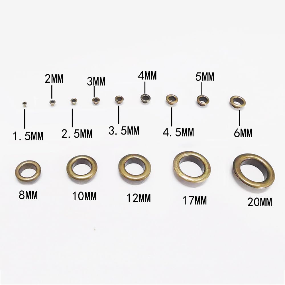 Set van 50 ringen, ringen, metalen ogen, tuit gereedschap, zeilogen, ogen voor gaten, grommet tule, gereedschap voor zeil, luifels, gordijnen, schoenen, kleding, leer, riem, tas, doe-het-zelfproject