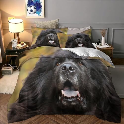 Ensemble de literie chien imprimé 3D super king, housse de couette microfibre douce