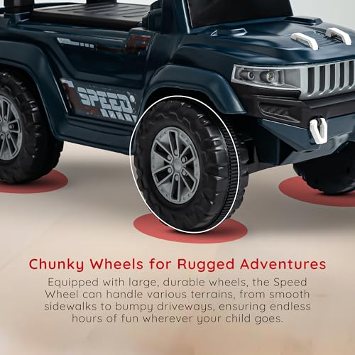 Image of Baybee Speedy Baby Ride on Car for Kids | Push Rideons Toys Car with Music & LED Light | Portable Ride on Jeep with Backrest & Storage Basket | Kids Car to Drive 1-3 Years Boys Girls (Navy Blue)