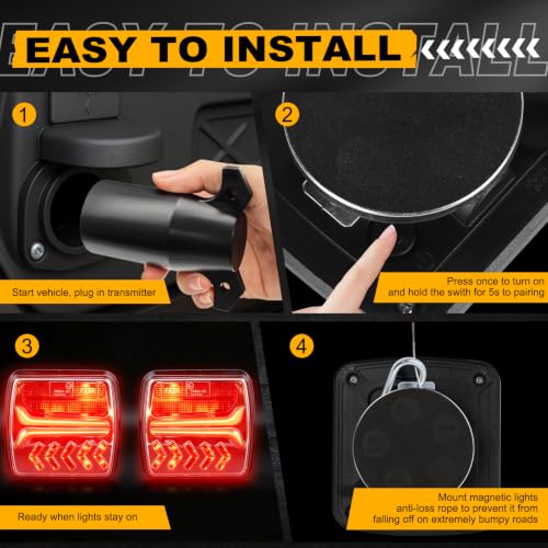 Image of Magnetic Wireless Trailer Lights, Rechargeable LED Tow Lights Kit