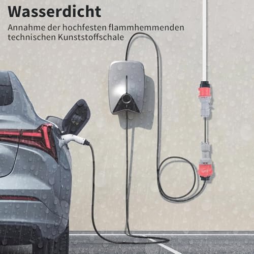 IUSOT CEE Adapter 32A auf 16A, Starkstrom Adapter mit 50 cm Kabel, IP44 Schutz, 5-polig, 400V, Adapter für Elektroauto Zubehör, Starkstrom Verteiler für Werkstätten, Baustellen und Industrie