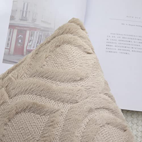 Decoruhome Decorative Throw Pillow Covers 18X18, Soft Plush Faux Wool Couch Pillow Covers Set Of 2, Khaki #TOP3