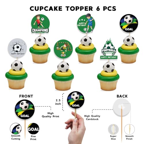 Image of Festiko Set of 6 Pcs Football Theme Happy Birthday Cupcake Toppers, Cake Decoration Supplies, Football Theme Decorations, Birthday Decoration Items