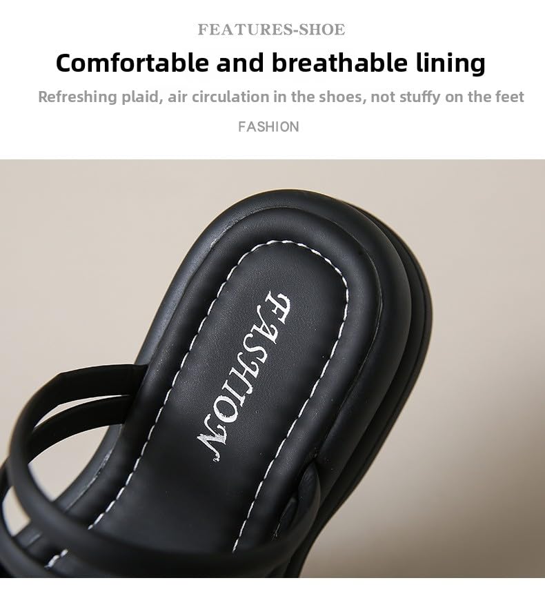 Two women in sandals 2025 summer new fairy wind stepping on shit feeling thick-soled outer slippers Roman beach cool slippers,Skin-friendly, breathable and comfortable4