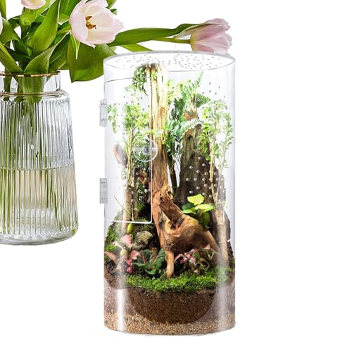 スパイダーエンクロージャー - ジャンプクモの生息地、アクリル換気爬虫類|フロント開口部のドアを備えた防水性爬虫類のエンクロージャー、タランチュラカエルキットのためのタランチュララージ祈りマンティス