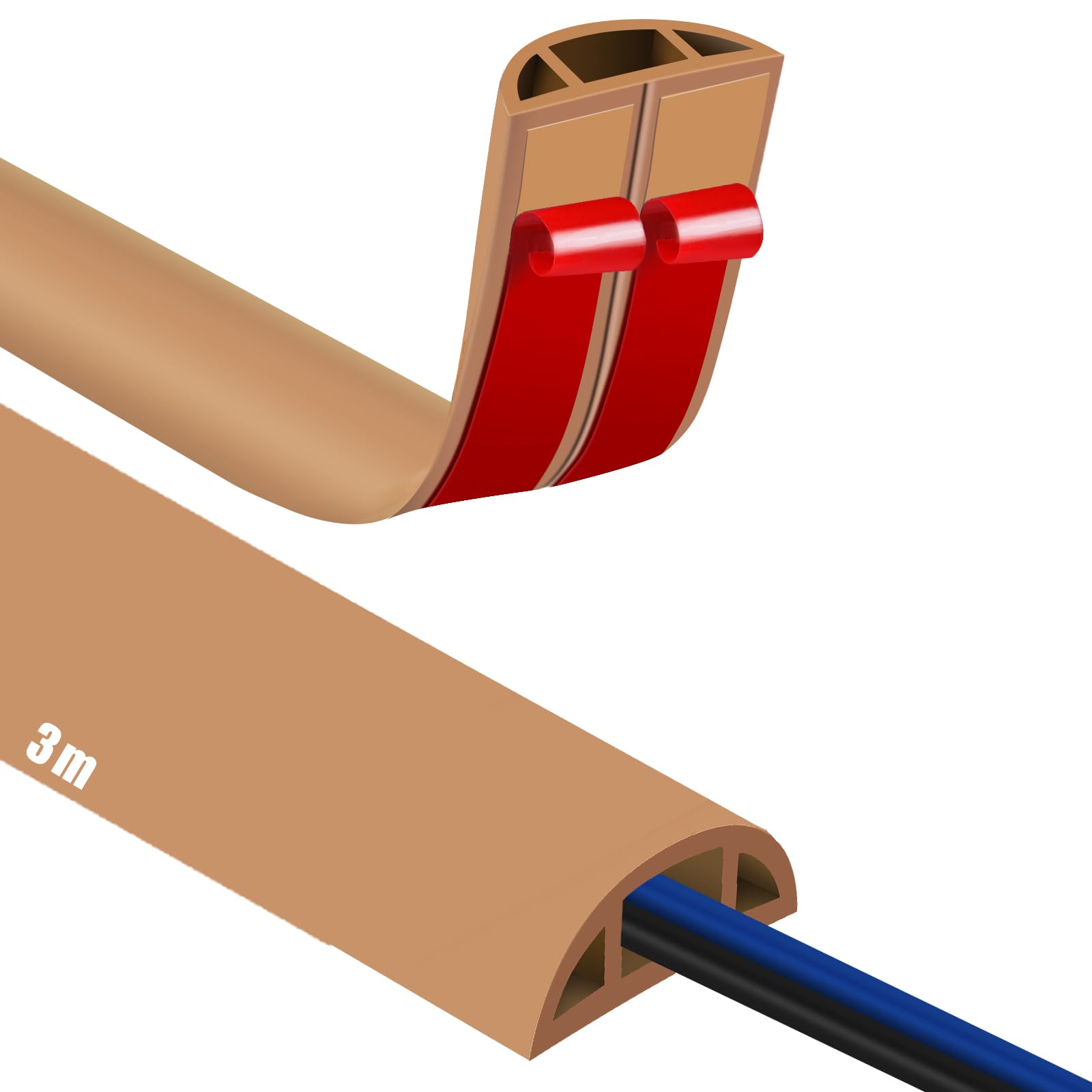 Canaletas para Cables Adhesivas, Madera Pasacables Suelo Goma, Canaleta Cables, para Uso en Oficinas, Escuela, Almacén, Conciertos, Etc, para Proteger Los Cables Evitar Riesgos deTropiezo — view 38