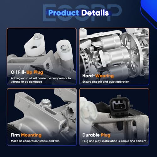 Image of ECCPP AC Compressor for Nissan Altima 2.5L 2013-2018 for INFINITI QX60 2.5L 2018-2019 | Fast Cooling AC Compressor with Clutch