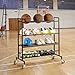 MyGift Basketball Holder Stand with Wheels, 4 Tier Large Heavy Duty Sports Ball Organizer for Garage, Black Metal Sports Equipment Storage Rack