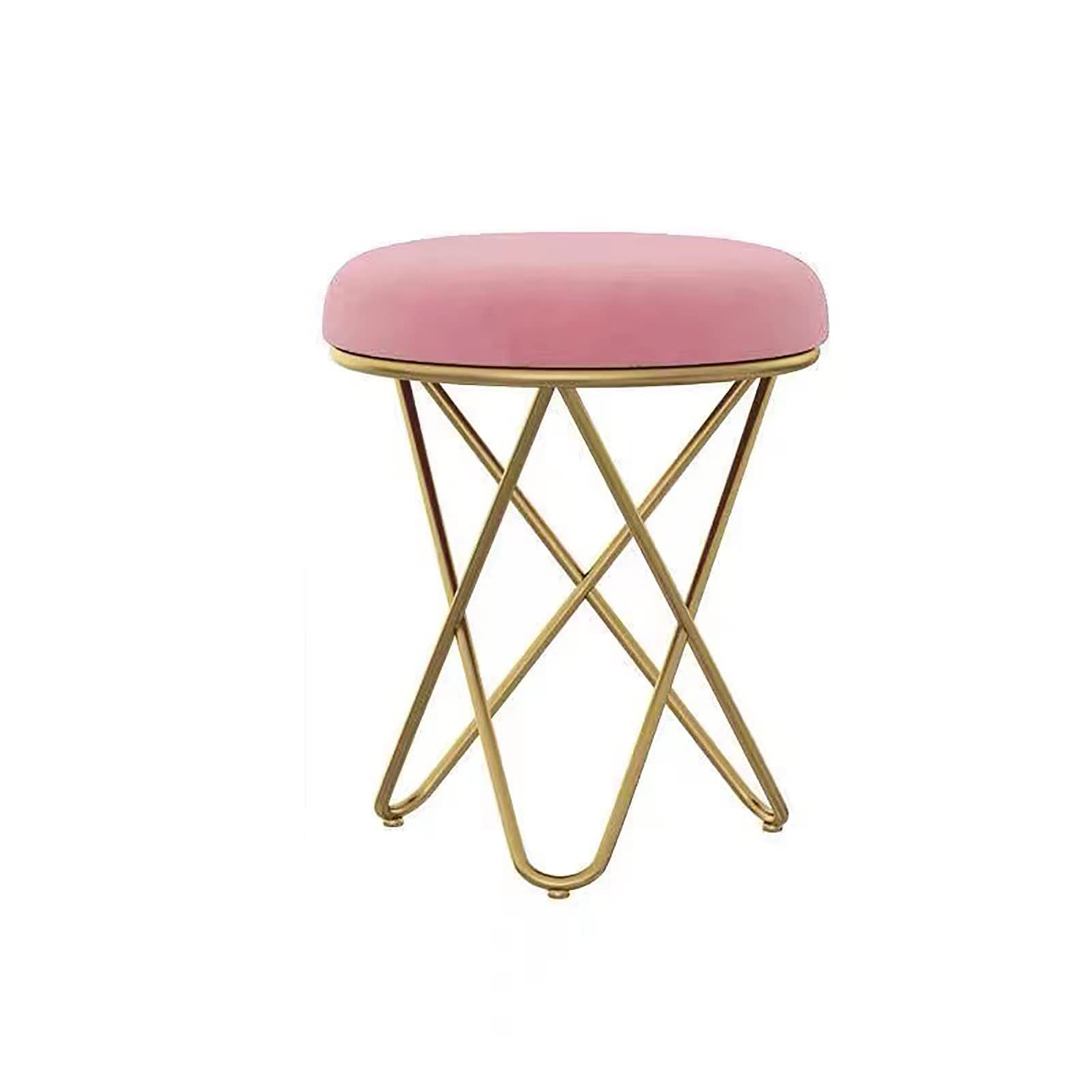 Pouf velours rose et pieds métal doré pour votre coin lecture