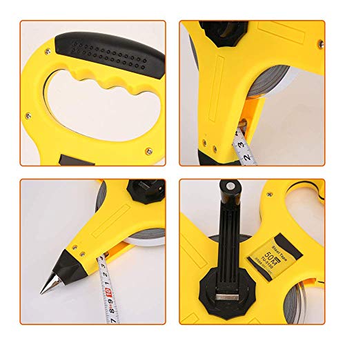 Image of Sevia Steel Tape Measure 30Meter /50Meter, Portable Stainless Steel Tape Measure Open Tape Measure with Metric Scales Marks, for Carpenters Woodworkers Architects Tools (50 Meter)