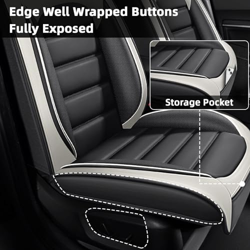 Image of Car Seat Cover Fit for Nissan 370Z 2009-2021,Compatible Airbag Non-Slip Waterproof Seat Covers, Car Seat Protector Premium Interior (Standard 2 Seats,Gray White)