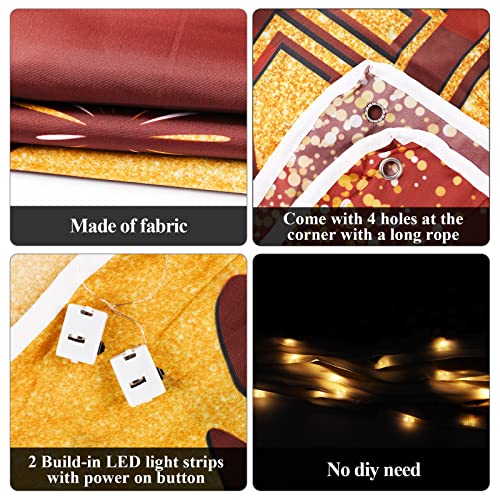Image of Maroon Graduation Banner with Led-Light Strips Decor 71 inch x 43 inch Class of 2024 Congrats Grad Party Backdrop Decorations for 2024 Prom Graduation Party Background Supplies