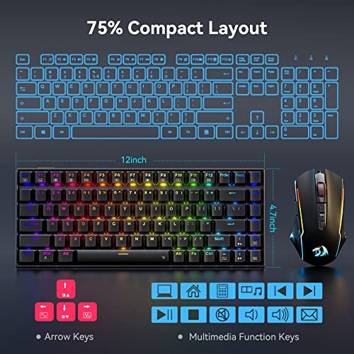Image of Redragon Gaming Keyboard, Hotswap Mechanical Gaming Keyboard with Red Switches,Fully Programmable Wired Keyboard with Anti-Ghosting 84 Keys for Windows PC Laptop Mac,K629 RGB, Black