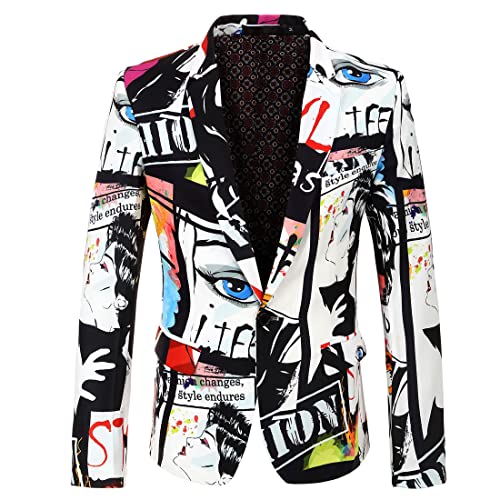 Men Fashion Print Slim Fit Blazer Suit Jacket for Party,Wedding,Banquet,Prom