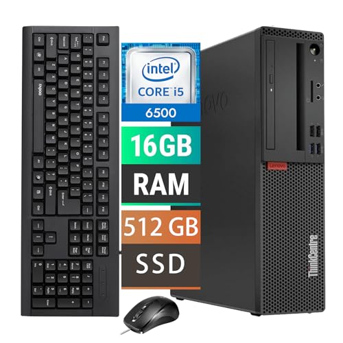Image of Lenovo ThinkCentre M910s SFF Desktop PC, Core i5-6500, 16GB RAM, 512GB SSD, Wired Keyboard and Mouse, Wi-Fi Adapter, VGA, DisplayPort, Windows 11 Pro (Renewed)
