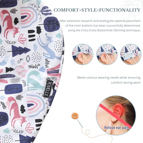 Image of Scrub Caps for Men and Women with Buttons, Classic Surgical Caps | Double-Sided Printed, Adjustable,Long Hours, Sweatbands, Fabric Help Reduce Static Buildup