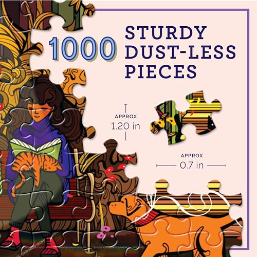 Image of eeBoo 1000 Piece Puzzle - Fall in Brooklyn Jigsaw Puzzle for Adults, Square 23 inch x 23 inch Made with Recycled Board & Vegetable-Based Ink
